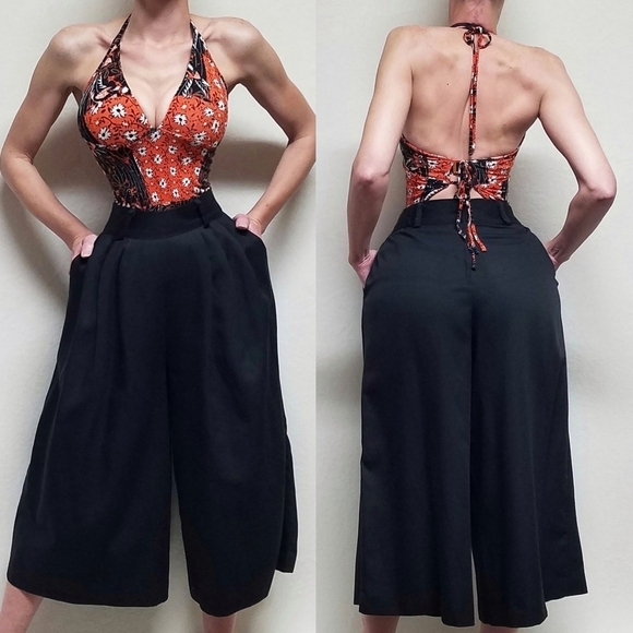 Vintage 60s Preferred Elements Orange Paisley Halter Top...